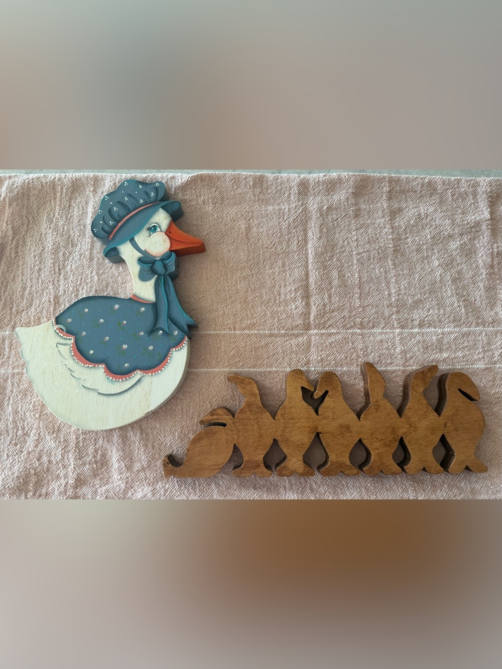 Vintage Wood Goose Geese Decor - Hand painted Goose amd Wood Geese Sitter